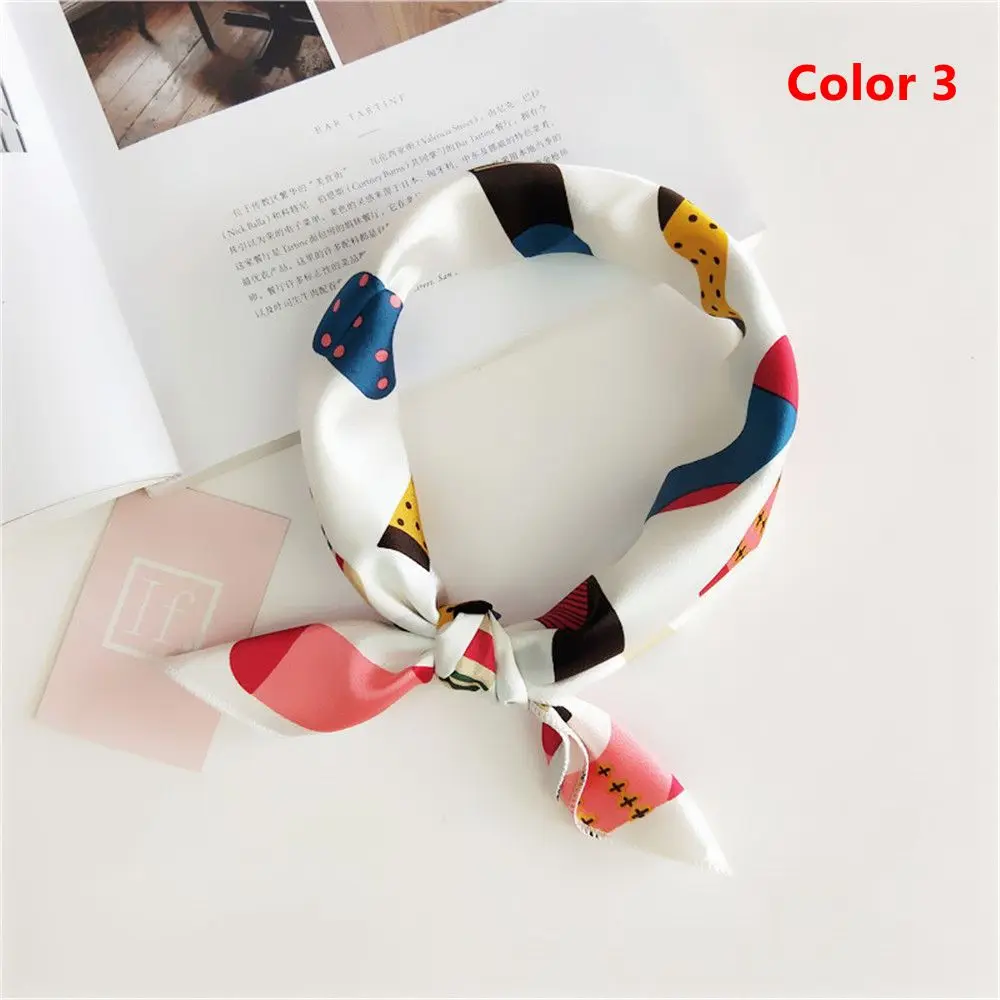Color 3 Scarf Популярная распродажа! элегантный женский квадратный шелковый платок на шею, атласный шарф, обтягивающий Ретро галстук для волос, небольшой модный квадратный шарф - Цвет: Color 3 Scarf