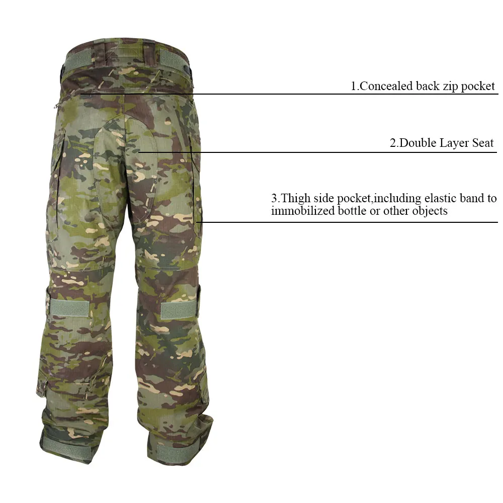 EMERSONGEAR армейские штаны Тактические Брюки с наколенниками для страйкболла, кемпинга, походов, охоты, БДУ, боевые Брюки Мультикам тропический EM9281