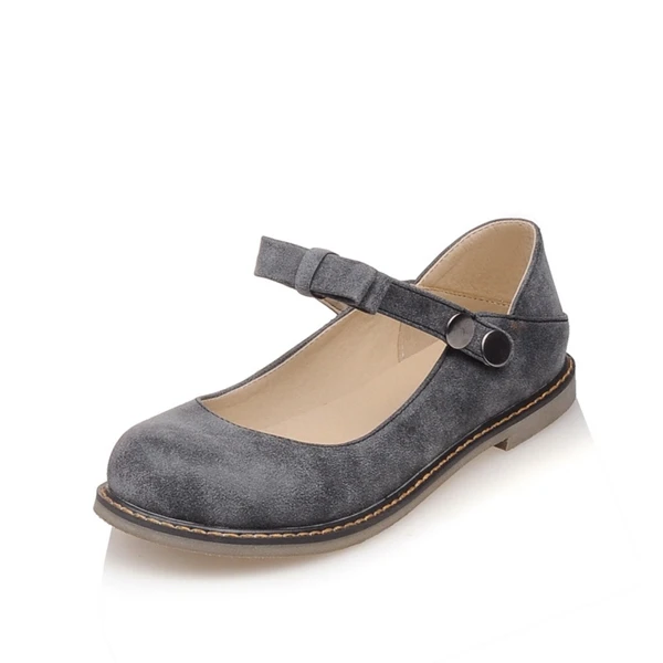 Grey ORCHA LISA/милые туфли с бантом на плоской подошве, с бантом, с ремешком, с заклепками, с круглым носком, милые женские туфли на плоской подошве, весна-лето, кожаные туфли вечерние туфли для танцев - Цвет: Grey