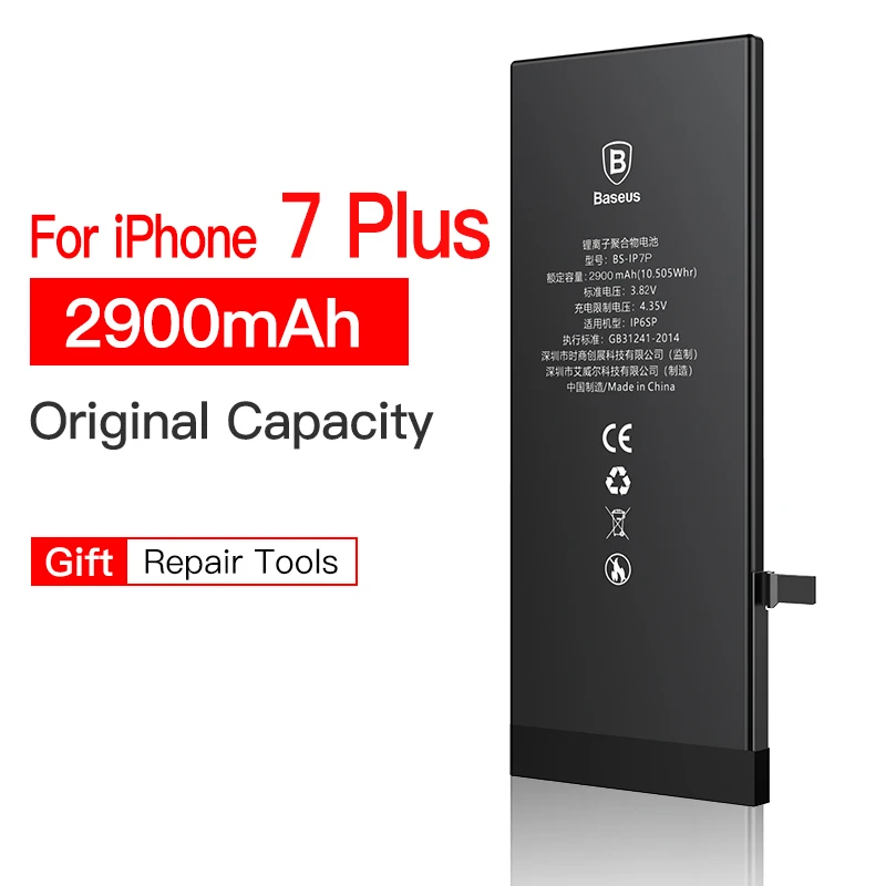 Оригинальная батарея, батарея для мобильного телефона, батарея для iPhone 7, 7 Plus, 7 plus, высокая емкость, сменная батарея, батарея для iPhone7, 7p+ Инструменты - Цвет: 2900mAh For iP 7Plus