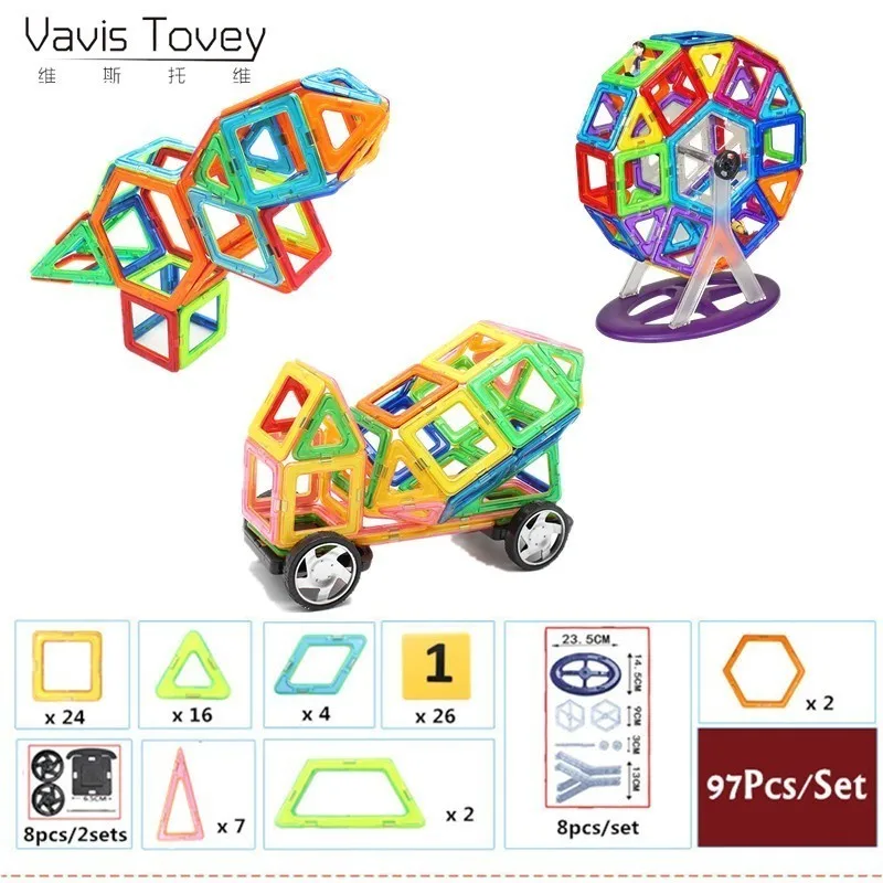 Vavis тови 82/97/125 шт. большой Размеры Магнитный конструктор Блоки Модель прозрачные