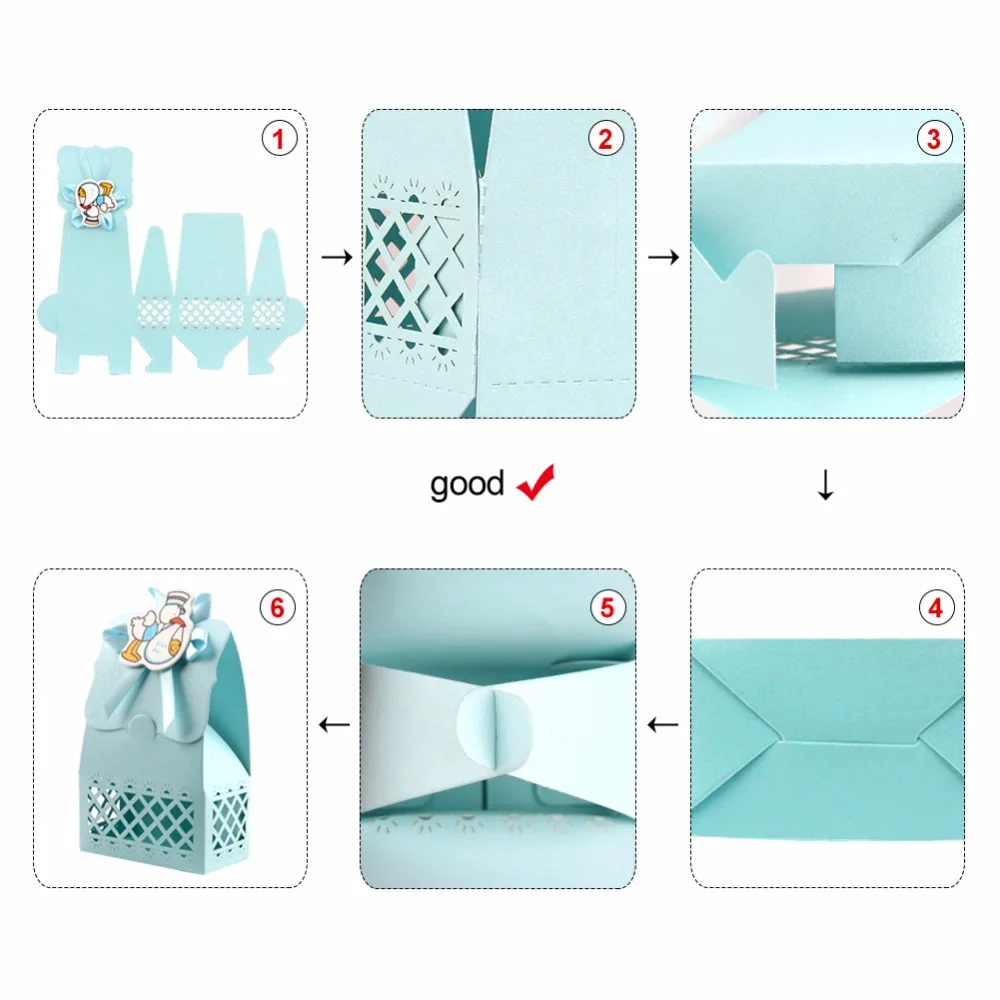 Ourwarm 48 шт. Baby Shower сувениры и подарки сумка Бумага коробка конфет для ребенка душ Аксессуары мальчик девочка День рождения поставки