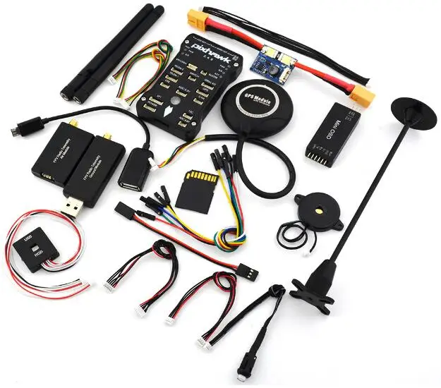 Контроллер полета Pixhawk PX4 PIX 2.4.8 32 бит + 433/915 Телеметрия + M8N GPS + Minim OSD + PM + предохранительный переключатель + зуммер + RGB + PPM + I2C + 16G SD