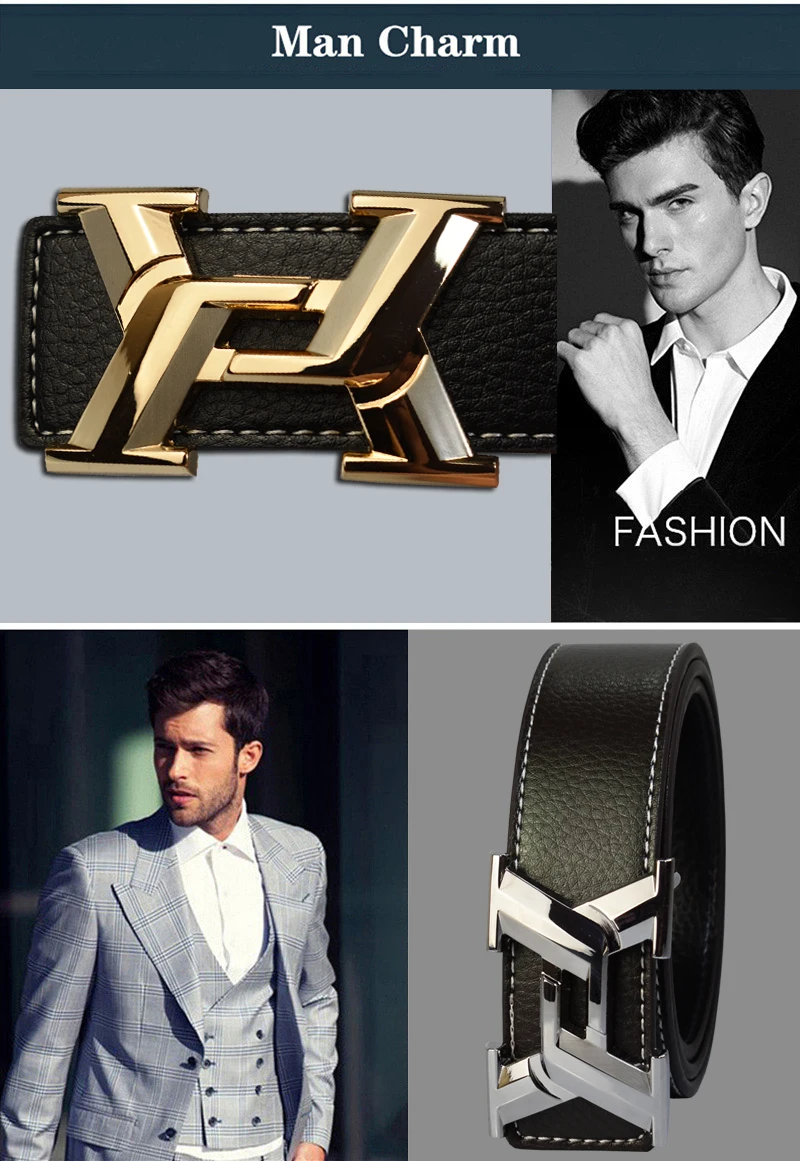 Luxury Belts for Men Fashion Business Casual High Quality Smooth Buckle Designer Male Leather Belts