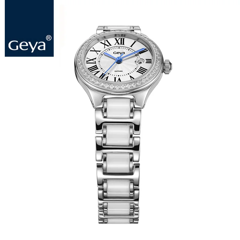 Geya 2017 Women Watches Brand Quartz Watch Sapphire Glass Ceramic Bracelet Diamond Jewelry Clock For relogio feminin | Наручные часы