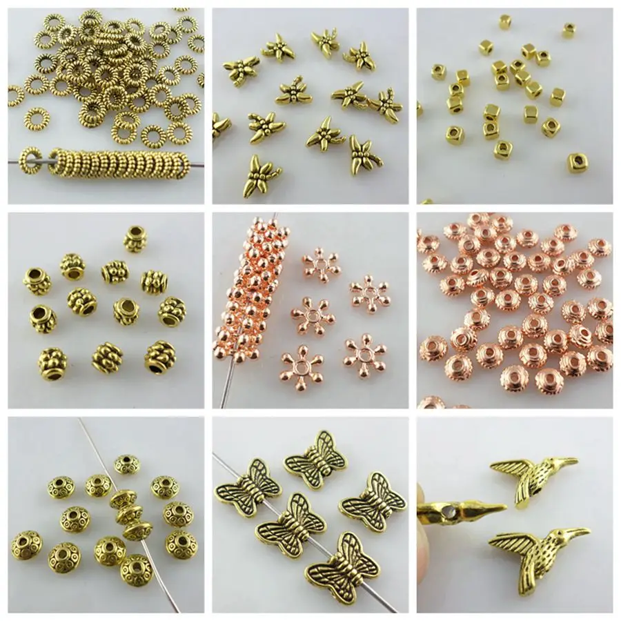 

Multiple Styles Rose Gold/Gold Alloy Charm Loose Spacer Beads DIY Jewelry Findings Choose