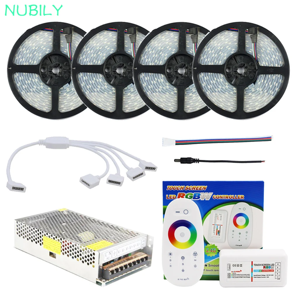 

Светодиодная лента 5050 RGBW, водонепроницаемая, IP67, 20 м, 15 м, 10 м, RGBWW, декоративная светодиодная лента с сенсорным управлением, 2,4G, 12 В, светодиодный источник питания