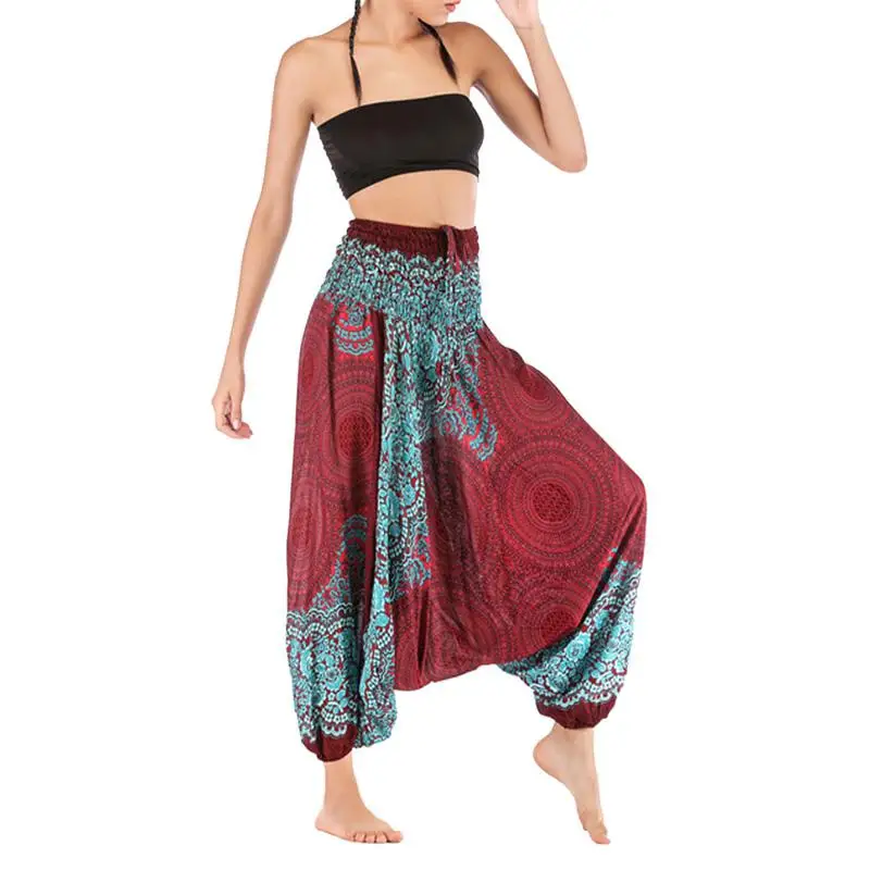 Летние Осенние брюки для женщин, широкие брюки, Boho Aladdin, шаровары, pantalones mujer, свободные богемные штаны с высокой талией