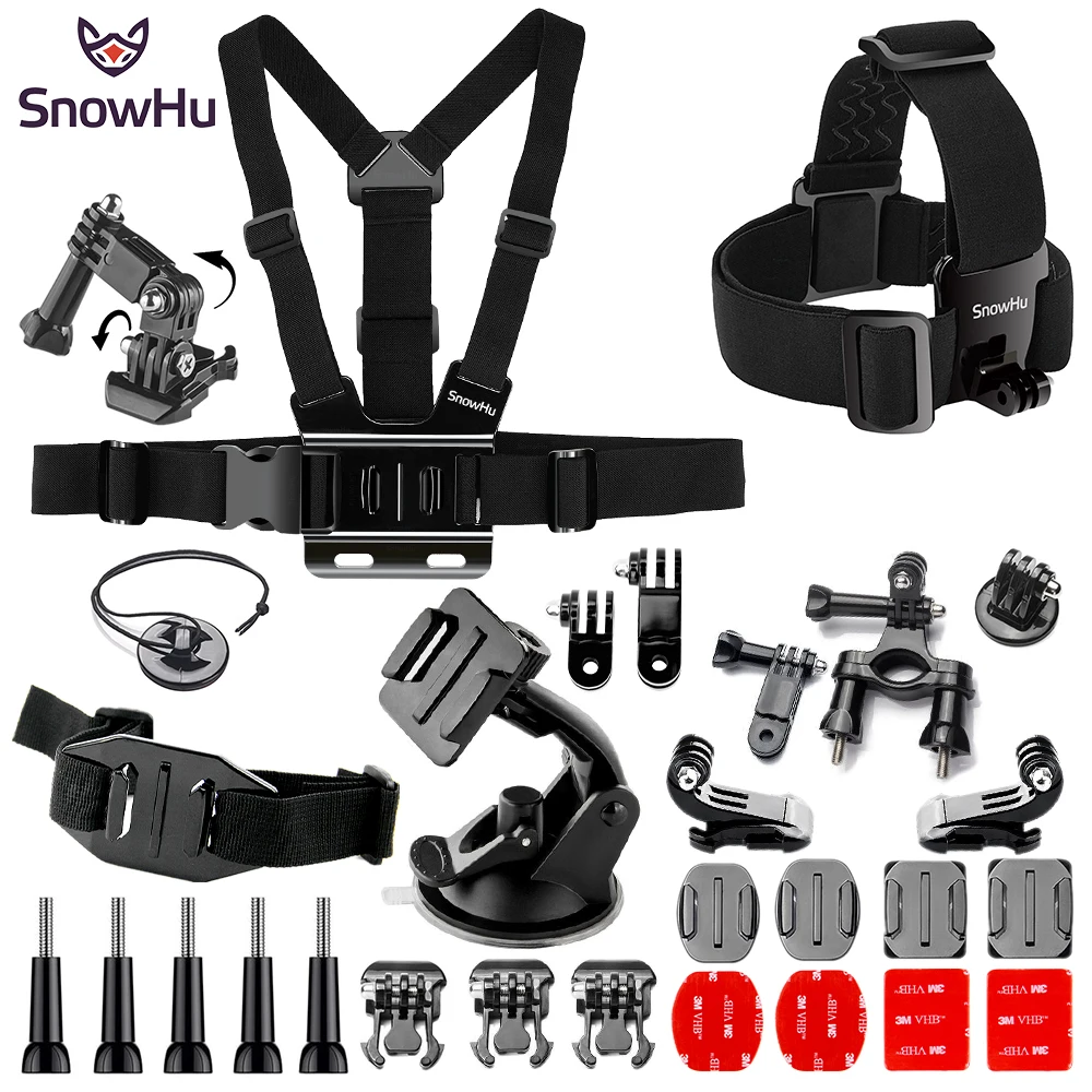 SnowHu для Gopro Hero Y90 аксессуары трошал диск Шлем Повязка на грудь большая сумка Go pro hero