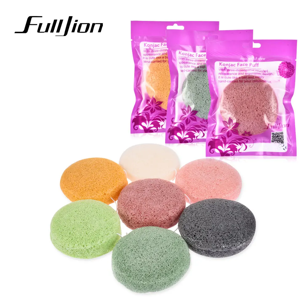 Fulljion 1 шт. Konjac Косметическая пуховка круглая форма для мытья лица натуральное