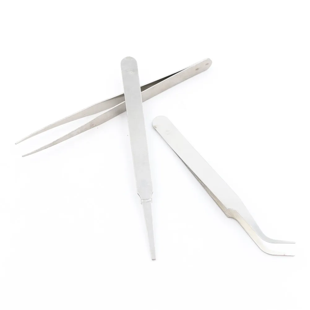 

3 Pcs 11cm Diy Repair Stainless Steel Tweezers For Jewelry Making Accessories