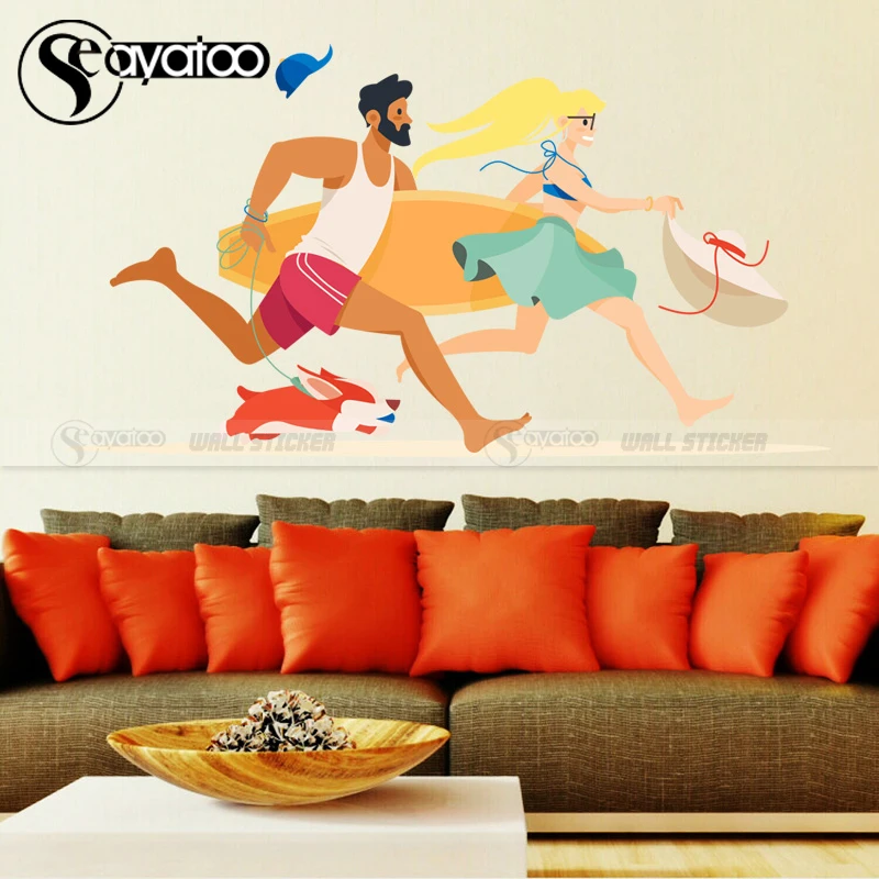 

Summer Beach Tropical Family Dog Vinyl Wall Sticker Decal Bedroom Living Room