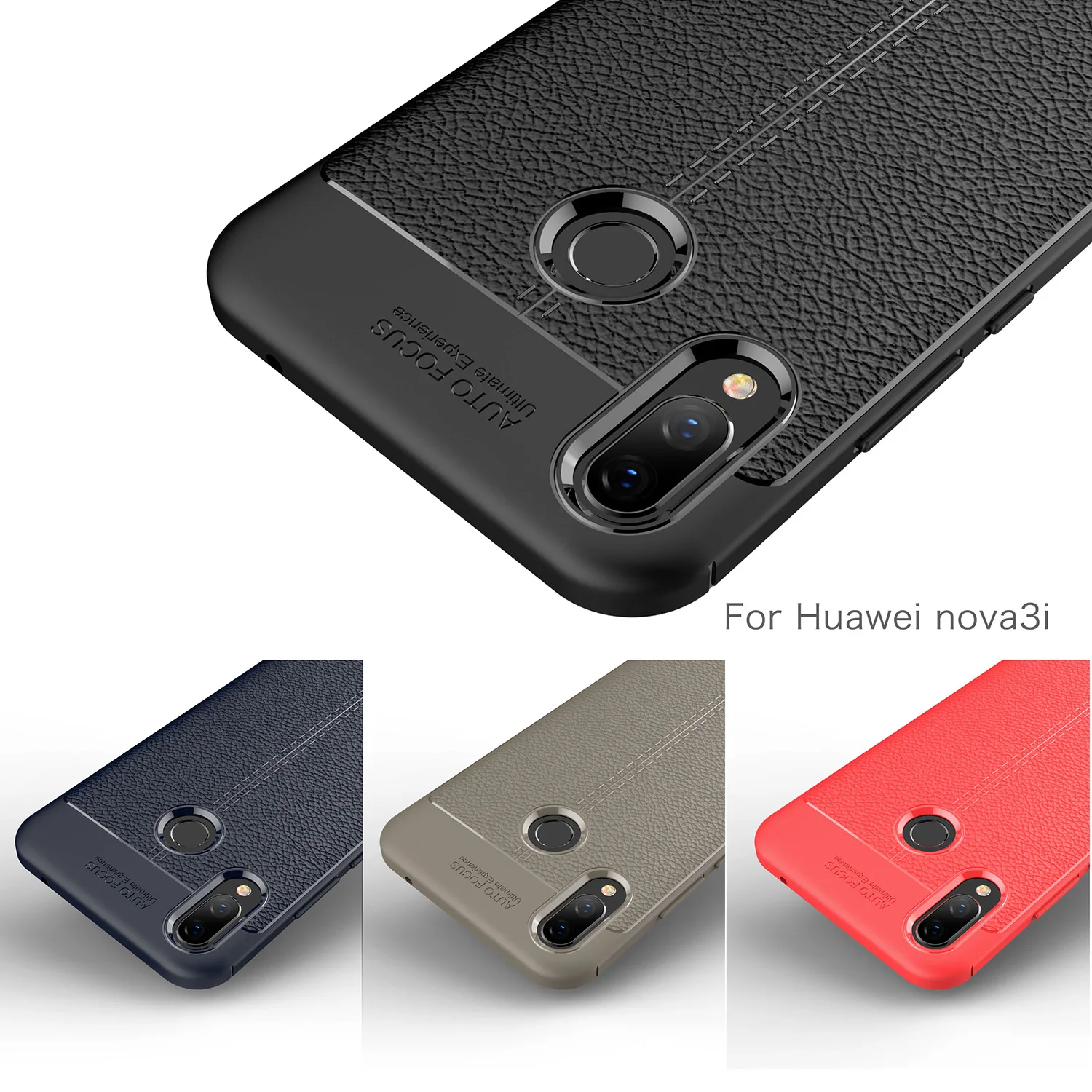 

For Huawei Nova 3i Case For Huawei Nova 3i Cover 6.3" Silicone Armor Litchi Soft Leather Pattern Cover For Huawei Nova 3i Cover