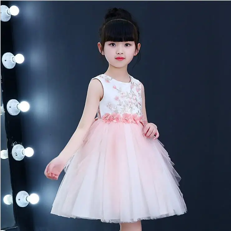 2018 летнее платье для девочек кружевное принцессы с аппликацией вечерние