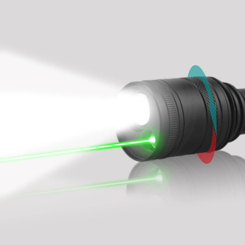 CWLASER 2-в-1 3-режим 5mW 532nm Зеленая лазерная указка с Масштабируемые 600 люмен светодиодный фонарик(черный