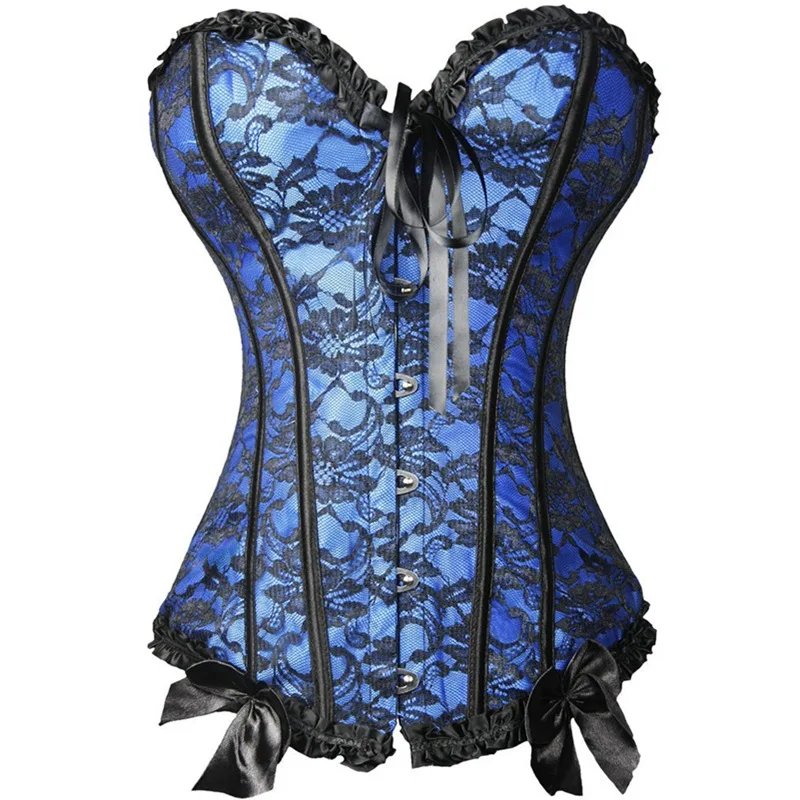 

European And American Lace Printed Single-Breasted Body Bowknot BodyBback Strap Ribbon Sexy Abdomen Wearing A Corset