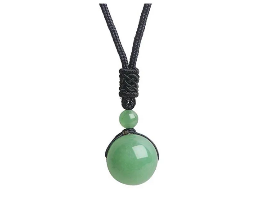 FYJS Unique Jewelry Handmade Weave Rope Chain Round Bead Pendant Green Aventurine Necklace | Украшения и аксессуары