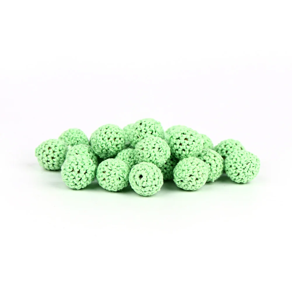 100 шт. Прорезыватель для зубов для кормления ребенка, вязанные крючком бусины 16 мм, соска-прорезыватель для зубов, бисер, деревянный Прорезыватель для зубов, погремушки, игрушки для кормления - Цвет: B