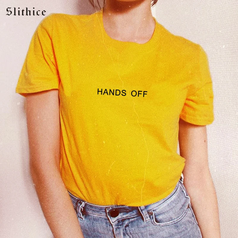 Slithice панк стиль Руки Футболки с буквенными принтами для женщин топ короткими