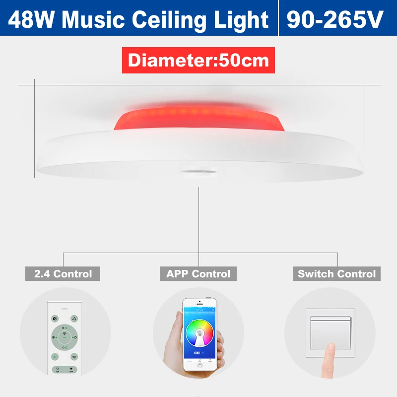 PRO Music Color 48W Современный светодиодный потолочный светильник RGB с регулируемой яркостью 25 Вт 36 Вт 52 Вт приложение дистанционное управление Bluetooth Музыка Свет спальни лампы умный потолочный светильник - Цвет корпуса: PRO Music Color 48W