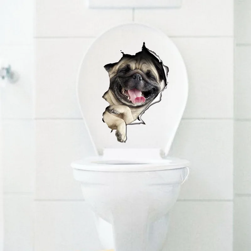 Hoomall кошка собака 3D настенные наклейки туалет Жилая наклейка для украшения