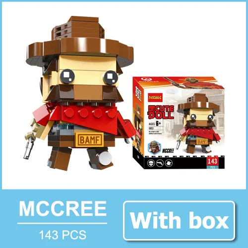 MCCREE with box За просмотром Tracer Hanzo Mccree Dva игрушки экшн-фигурки блочные фигурки игра персонажи фигурки игрушка подарок для мальчика Мужчины - Цвет: MCCREE with box