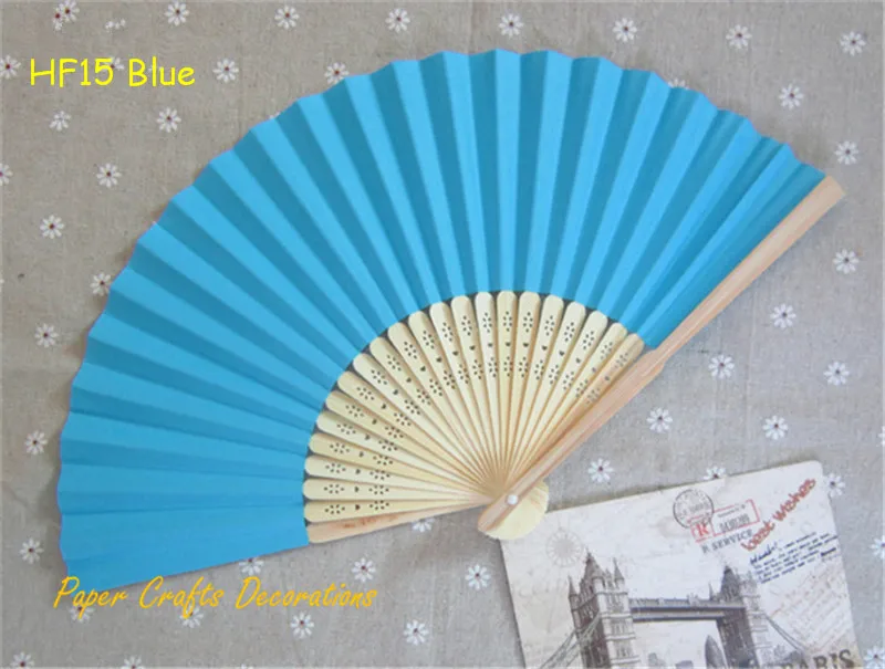 HF15 Blue 10 шт./партия 8,25 дюймов = 21 см складные бумажные бамбуковые вееры пастельные наружные Свадебная вечеринка украшения для мероприятий - Цвет: HF15 Blue