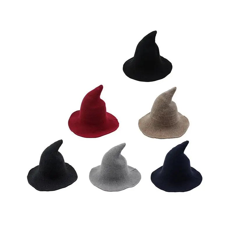 Halloween Witch Hat Made Masquerade Wizard Hat Adult Kids Cosplay Costume Accessories Halloween Party Fancy Dress Decor