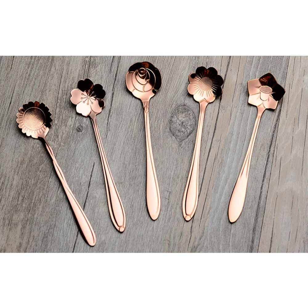 8 шт. ложка для размешивания кофе набор из нержавеющей стали Радуга Цветок