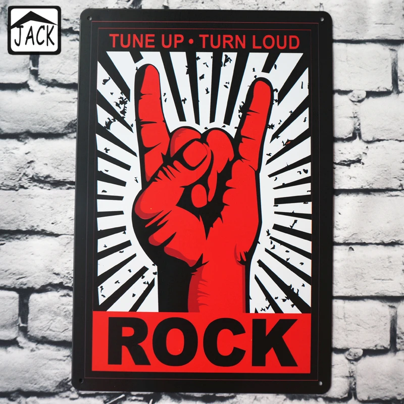 Винтажная табличка ROCK TURN UP LOUD для бара магазина клуба галереи металлические