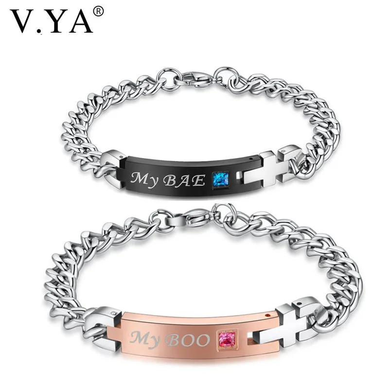 V.YA Fashion My Boo & Bae именуемые Парные браслеты с кристаллами и камнями очаровательные
