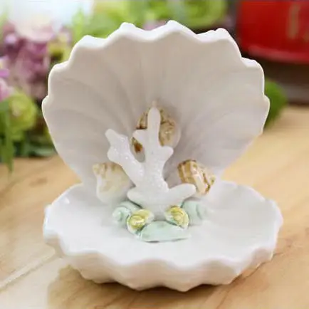 Новинка подарочная шкатулка для колец изящная фарфоровая белая раковина