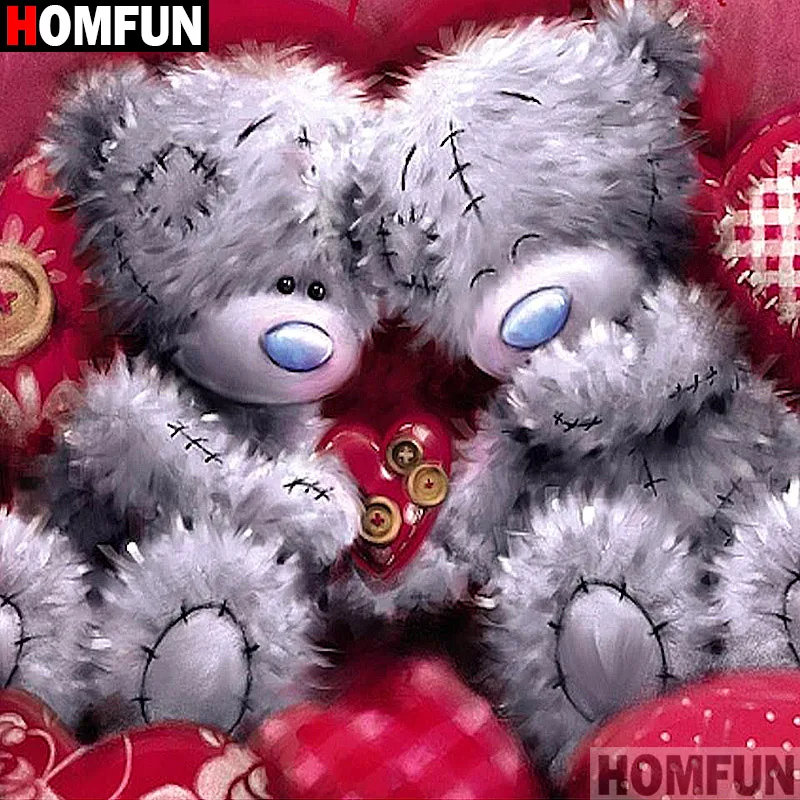 Алмазная 5D картина HOMFUN сделай сам полноразмерная/круглая мультяшный медведь