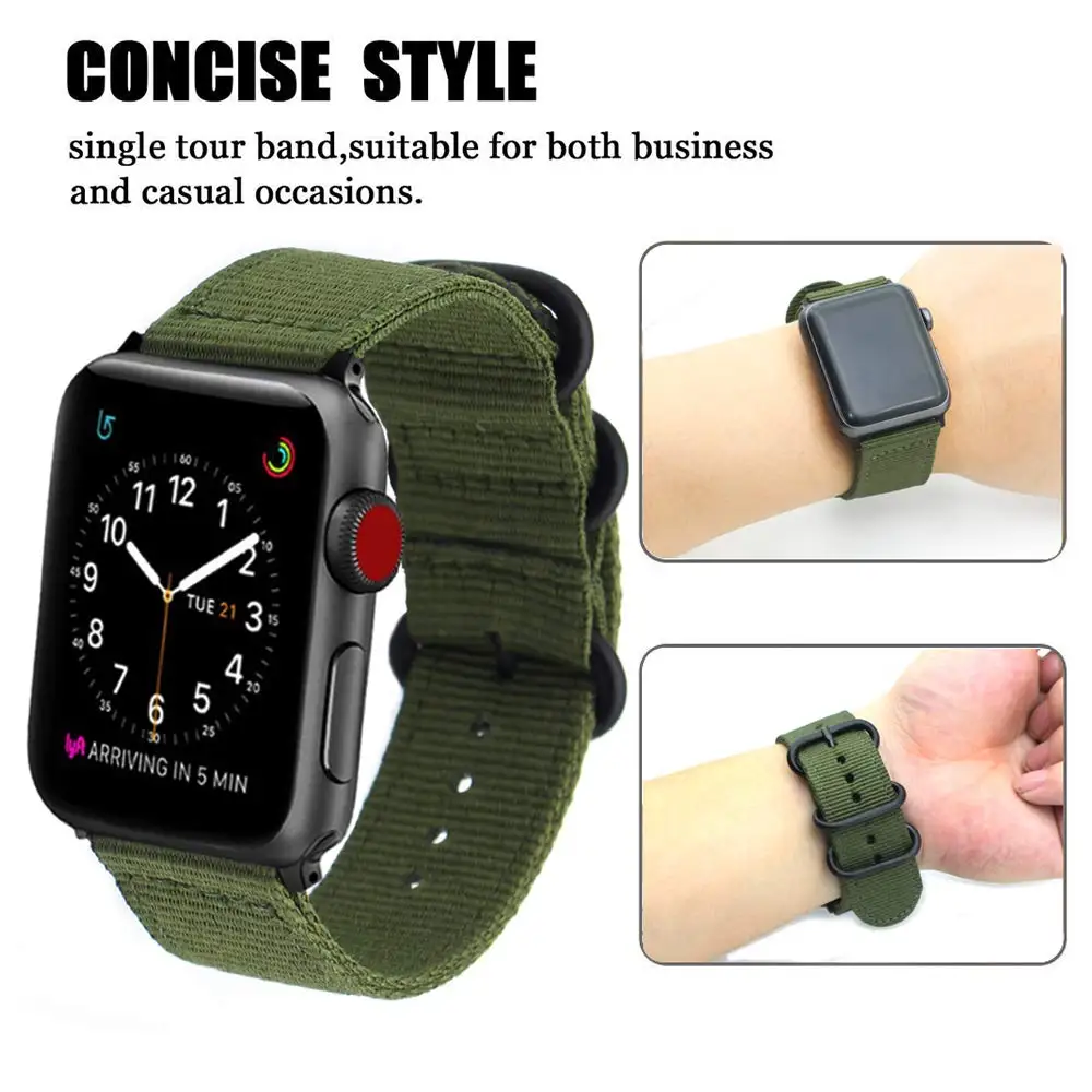 Ремешок NATO для Apple watch 5 ремешок 44 мм 40 мм iWatch 42 мм 38 мм спортивный нейлоновый браслет ремешок для часов Apple watch 4 3 2 1 42/38 мм