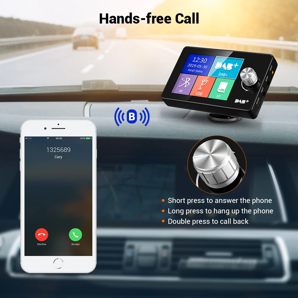 ZEEPIN DAB+ Receiver 2.8 Inch LCD Screen Mini Digital Radio With 3M Antenna Hands-Free Call Stereo Output In-Car | Автомобили и