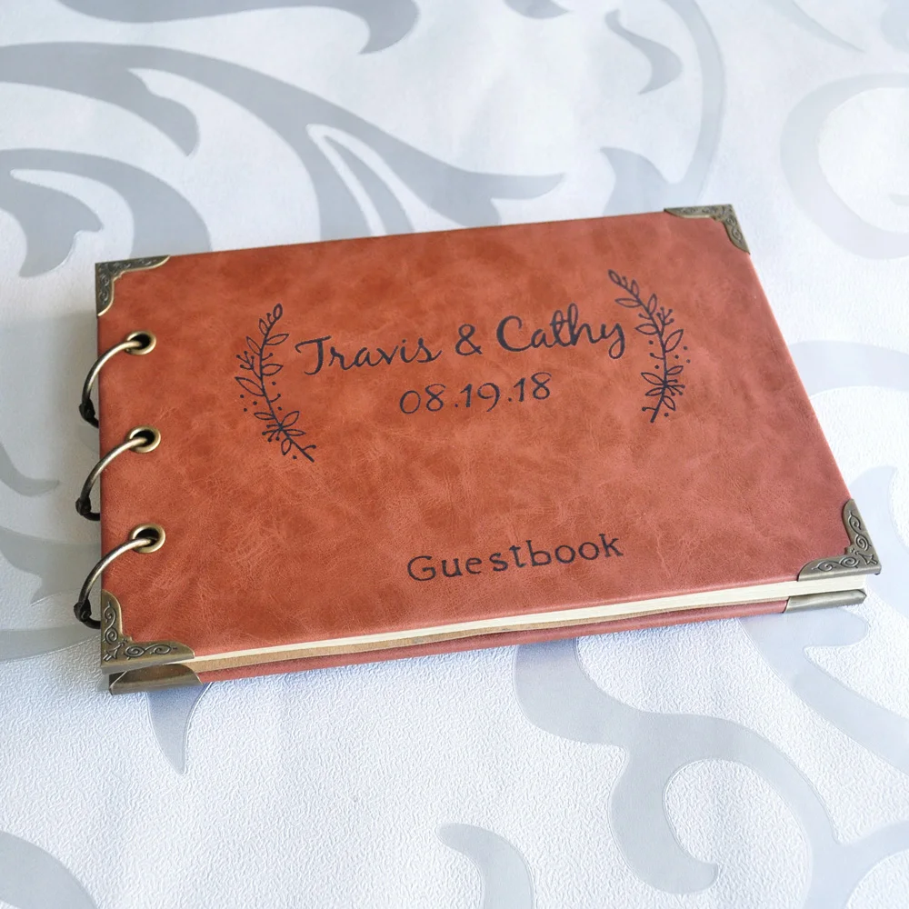 

Personalized Engraved Leather Wedding Guest book Custom Wedding Advice Book Bridal Shower Gift Leather Guest Book A5 Size