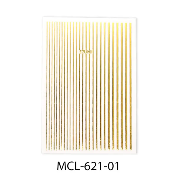 MCL-621-01 1pc Silver Gold White 3D Nail Sticker Metal Stripe Line Nail Stickers Adhesive Strip Tape Nail Art Stickers Decals Decorations - Цвет: MCL-621-01
