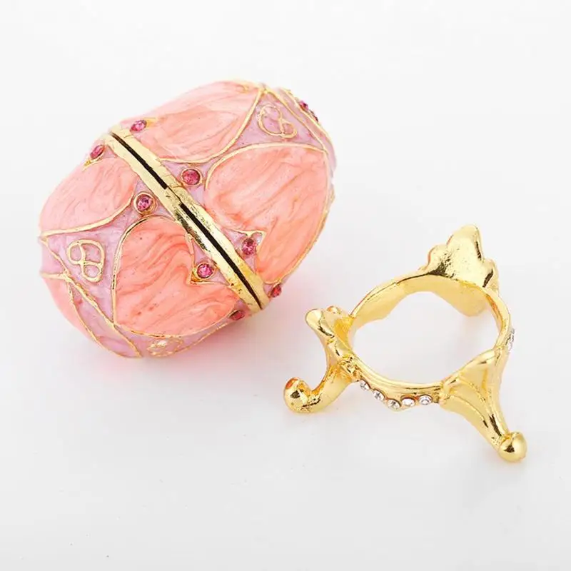 Креативный русский faberge яйцо роскошные украшения на пасхальную тематику яйцо окрашенная коробка на подставке набор с эмалью и кристаллами фигурка безделушка подарок
