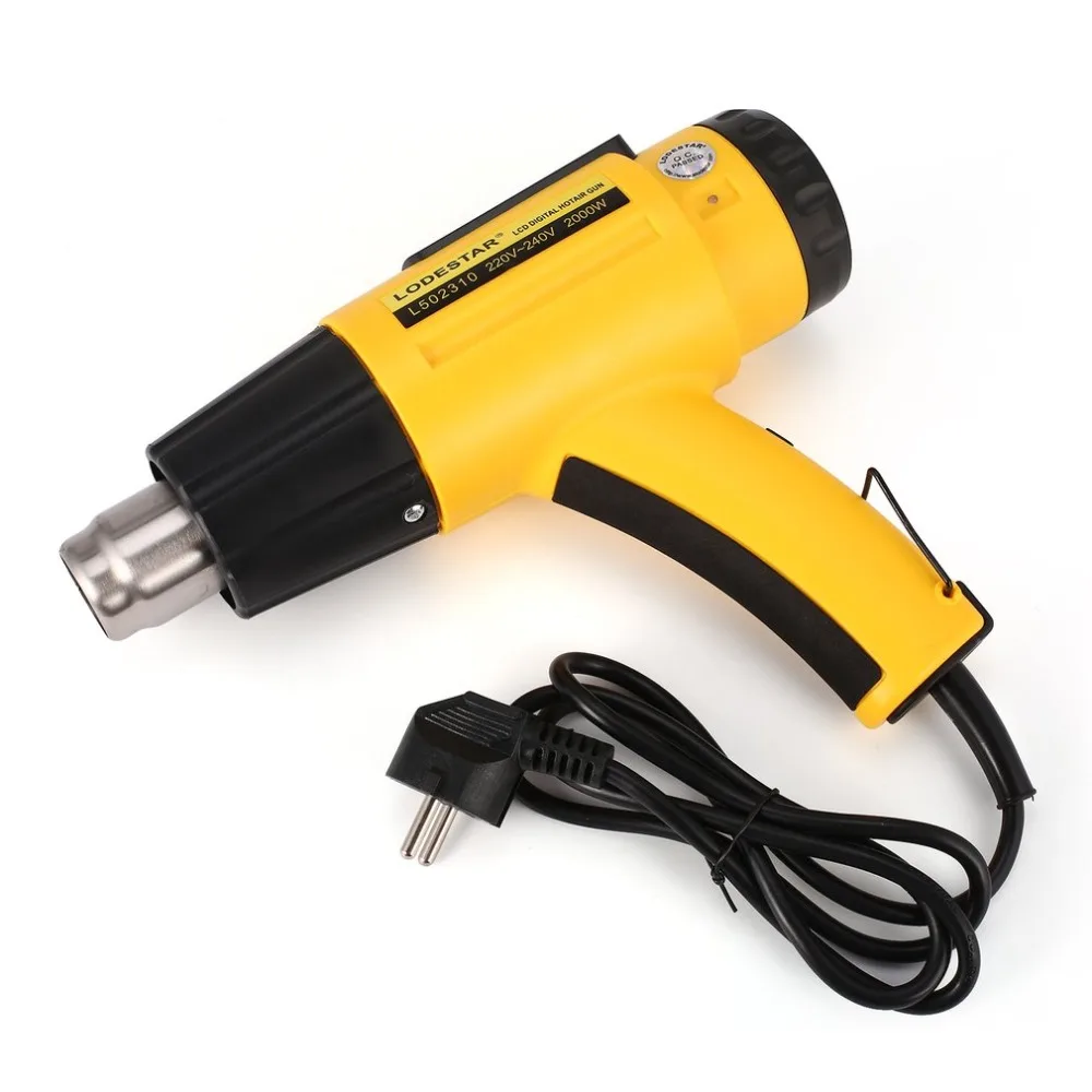 L502310 220V 2000W LCD Digital Electric Hot Air Heat Gun Temperature Fan Adjustable Shrink Wrap Paint Stripper Tool With Nozzle