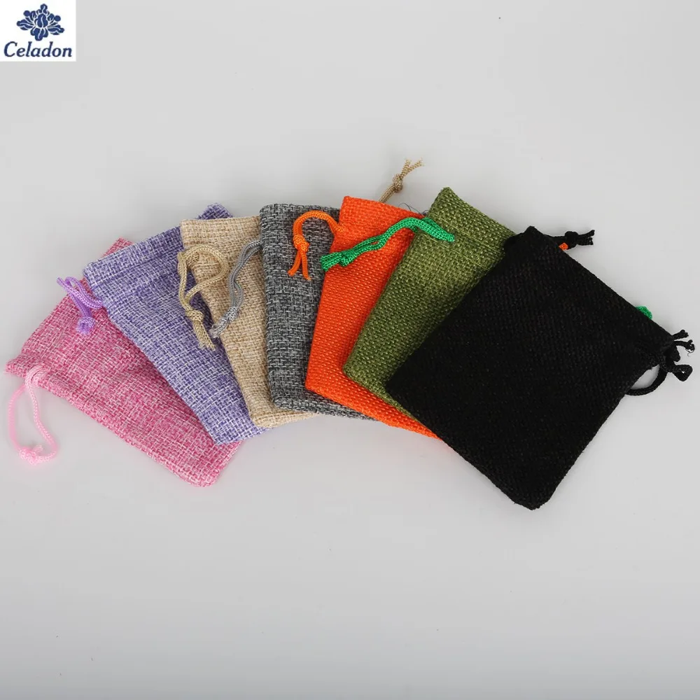 Винтажные подарочные пакеты из джута мешочки для конфет разных размеров и цветов