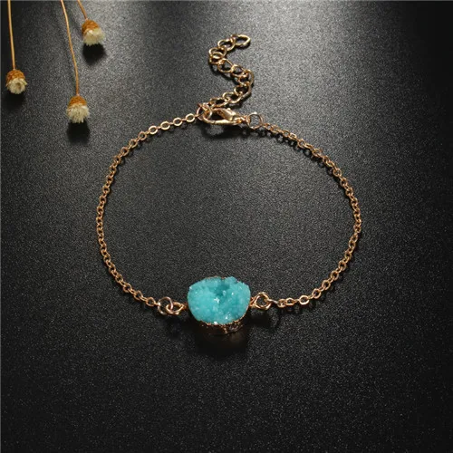 blue Dayoff 1 шт. Европейский женский ювелирный Круглый браслет Druzy Drusy из полимерного камня браслеты-талисманы для женщин Рождественский подарок B778 - Окраска металла: blue