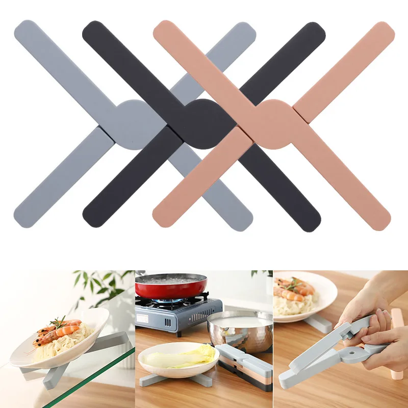 

2pcs Foldable Creative Silicone Non-slip Heat Resistant Pan Mat Table Pot Holder Placemat Dish Plate Coaster Kitchen Tool P7Ding
