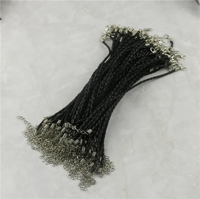Black 100 шт./лот 8 дюймов браслеты и браслеты Pu браслет карамельный цвет PU вязаный браслет, кожаный шнур браслет - Окраска металла: Black