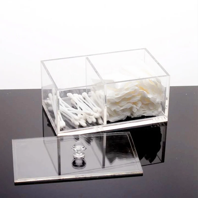 

transparent Clear Acrylic Organizer Holder Cotton swab box Makeup Pads storage box desktop Organizer Jewelry Case for Cosmetics