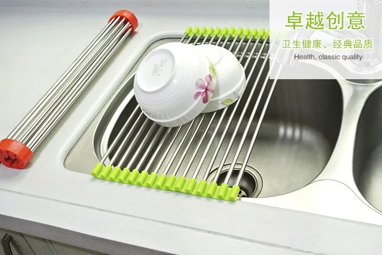 Складная полка для раковины из нержавеющей стали посуды капельного хранения