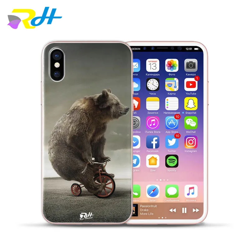 Милый чехол для телефона с изображением медведя Льва тигра кота iPhone 5 5S se 6 s 7 Plus 8 X