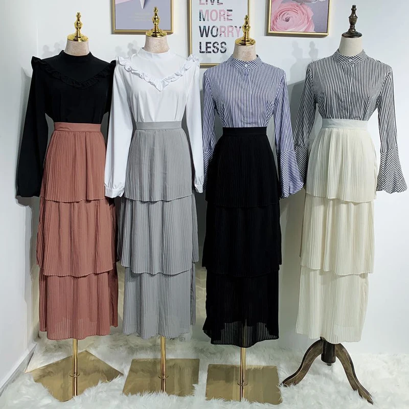 Юбка Abaya в мусульманском стиле длинная Плиссированная Тюлевая юбка турецком