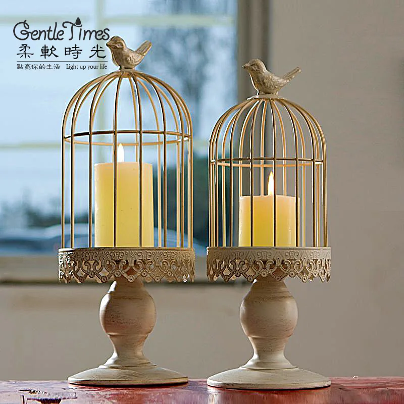 

restoring ancient ways desktop desktop cage bird candle holders, wrought iron candlestick wedding furnishing articles