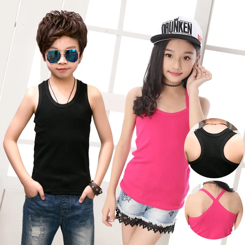 Забавные оранжевые топы с бретельками для маленьких мальчиков и девочек