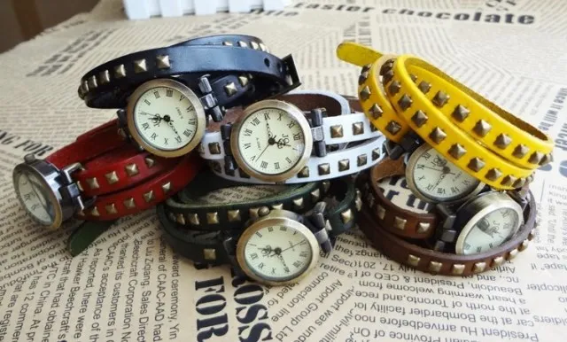 2013 New Arrivals High Quality Women Genuine Leather Vintage Watch|leather sports watch|leather jackleather chronograph watch |